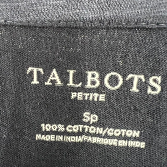 Talbots Blouse Womens PS Navy Embroidered Beaded Paisley Short Sleeve Split Neck - Picture 8 of 8